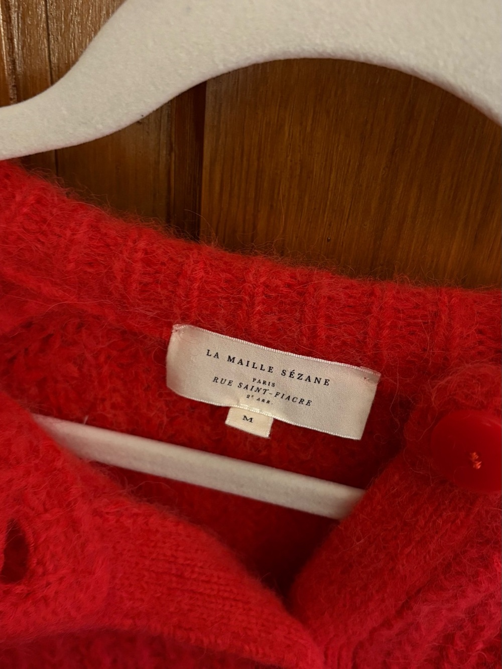 Sezane Red Sweater Emile Cardigan Red Alpaca Size M - Picture 2 of 4